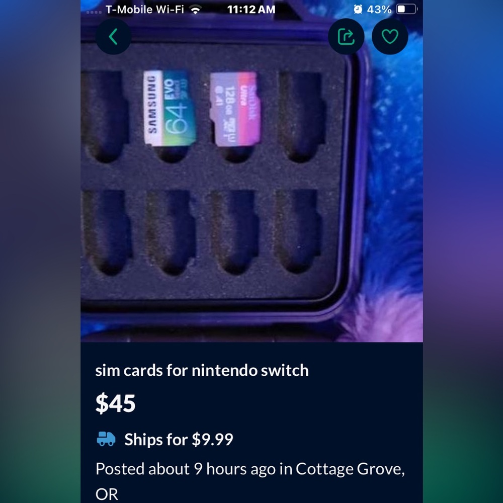 Colorful Nintendo Switch Game Card Case and two brand new ss card and memory lmk